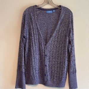 Simply Vera Vera Wang Women's Purple Cable-Knit Cardigan Sweater SZ XL